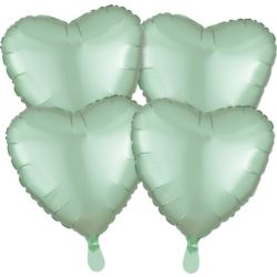 balony, balony na hel, dekoracje balonowe, balony Łódź, balony z nadrukiem, Balony foliowe serca Satin Luxe Mint Green 4szt.