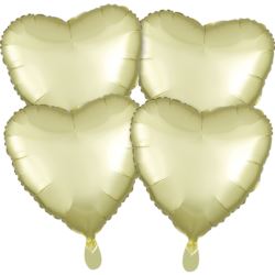 balony, balony na hel, dekoracje balonowe, balony Łódź, balony z nadrukiem, Balony foliowe serca Satin Luxe Pastel Yello 4szt.