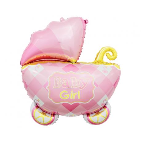 Balon foliowy Wózek, różowy, 60 cm