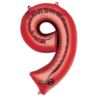 Balon, foliowy cyfra "9" czerwona 63x86 cm