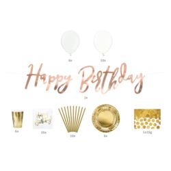 Zestaw dekoracji party - Urodziny, złoty