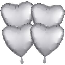 balony, balony na hel, dekoracje balonowe, balony Łódź, balony z nadrukiem, Balony foliowe serca Satin Luxe Platinum 4szt.