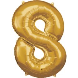 Duza cyfra 8 zloty balon foliowy 53 cm x 83 cm