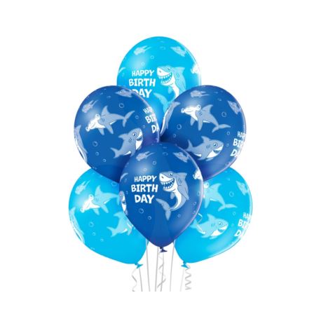 Balony 12"  Birthday Shark 6 szt/op.