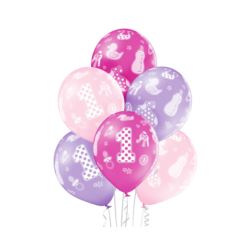 Balony 12" 1st Birthday Girl / 50 szt.