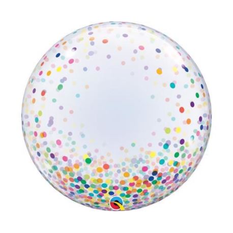 Balon foliowy 24" QL Deco Bubble, kolorowe grochy