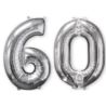 Balon foliowy "60" srebro, 66 cm