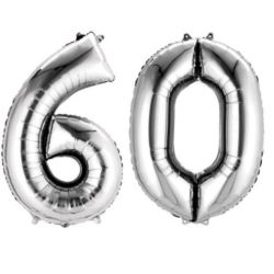 Balony foliowe cyfry "6 i 0" - srebrne