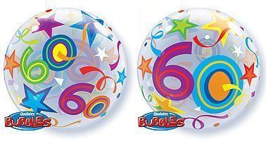 Balon, foliowy 22" QL Bubble Poj. "60 Urodziny"