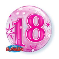 Balon, foliowy 22" QL Bubble Poj."18 Urodziny" róż