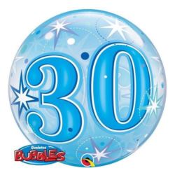 balony, balony na hel, dekoracje balonowe, balony Łódź, balony z nadrukiem, Balon foliowy 22" QL Bubble Poj. "30 gwiazdki nieb
