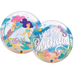 balony, balony na hel, dekoracje balonowe, balony Łódź, balony z nadrukiem, Balon foliowy 22" QL Bubble Poj. "Mermaid Birthday