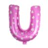 Balon foliowy Litera "U" - różowa w serduszka