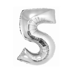 Balon foliowy Smart, Cyfra 5, srebrna, 76 cm