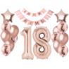 Zestaw Balony i Baner na 18 Urodziny Rose Gold