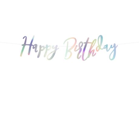 Baner Happy Birthday, opalizujący, 16,5x62cm