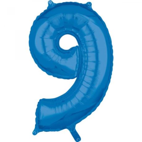 Balon foliowy Cyfra "9" Niebieska 66cm