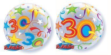 Balon, foliowy 22" QL Bubble Poj. "30 Urodziny"