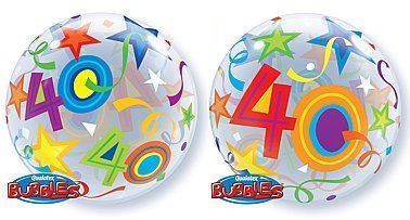 Balon, foliowy 22" QL Bubble Poj."40 Urodziny"