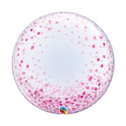 balony, balony na hel, dekoracje balonowe, balony Łódź, balony z nadrukiem, Balon foliowy 24" QL Bubble, różowe grochy