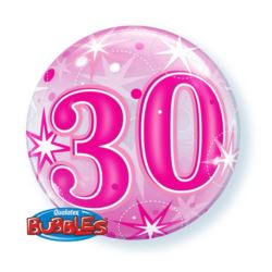 balony, balony na hel, dekoracje balonowe, balony Łódź, balony z nadrukiem, Balon foliowy 22" QL Bubble Poj. "30 gwiazdki róż
