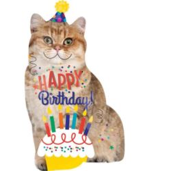 Balon foliowy "Happy Birthday-Kot " 45x83 cm