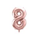 Balon foliowy Cyfra "8", 86cm, różowe złoto