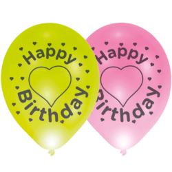 Lateksowe balony LED Happy Birthday 11'' / 4szt.