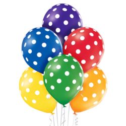 balony, balony na hel, dekoracje balonowe, balony Łódź, balony z nadrukiem, Balony 12" Polka Dots Mix 6 szt.
