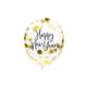 Balony z konfetti - Happy New Year, 27cm, złoty