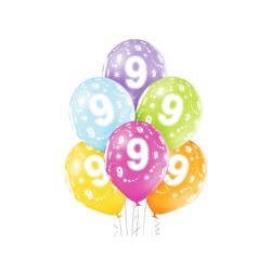balony, balony na hel, dekoracje balonowe, balony Łódź, balony z nadrukiem, Balony 12 "9th Birthday 6 szt.