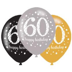 Balony lateksowe 60 Lat Sparkling Birthday 6szt