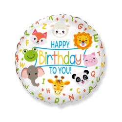 Balon foliowy Happy Birthday Zwierzątka 43cm