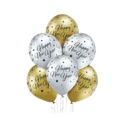 Balony Happy New Year 12" Glossy, 6 szt.