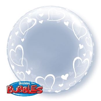 Balon foliowy 24" QL Bubble Deco "Stylizowane serc