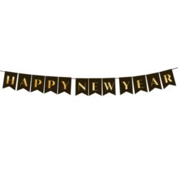 Baner Happy New Year czarny 250 cm