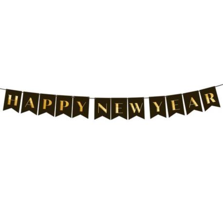 Baner Happy New Year czarny 250 cm