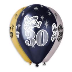 balony, balony na hel, dekoracje balonowe, balony Łódź, balony z nadrukiem, Balony Premium "Happy Birthday 30",metaliczne 12"