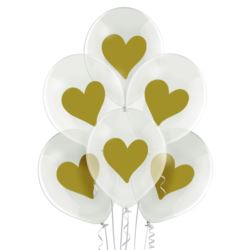 balony, balony na hel, dekoracje balonowe, balony Łódź, balony z nadrukiem, Balony 12" Gold Hearts 6szt.