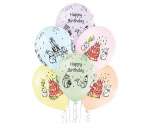 Balony 12" Cute Birthday , 6 szt.