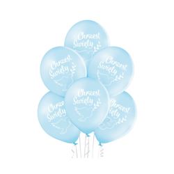 balony, balony na hel, dekoracje balonowe, balony Łódź, balony z nadrukiem, Balony 12" Chrzest Święty niebieskie / 6 szt.