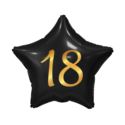 Balon foliowy 18, gwiazda czarna, nadruk złoty, 19