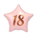 Balon foliowy 18, gwiazda różowa, nadruk różowo-zł
