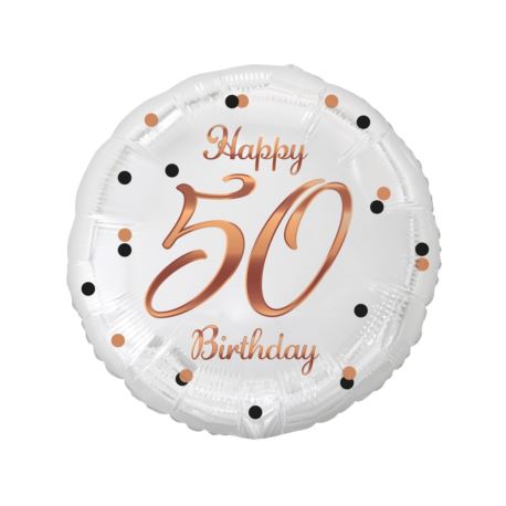 Balon foliowy B&C Happy 50 Birthday, biały, nadruk