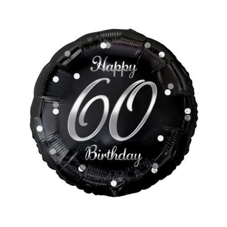 Balon foliowy B&C Happy 60 Birthday, czarny, nadru