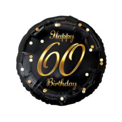 Balon foliowy B&C Happy 60 Birthday, czarny, nadru