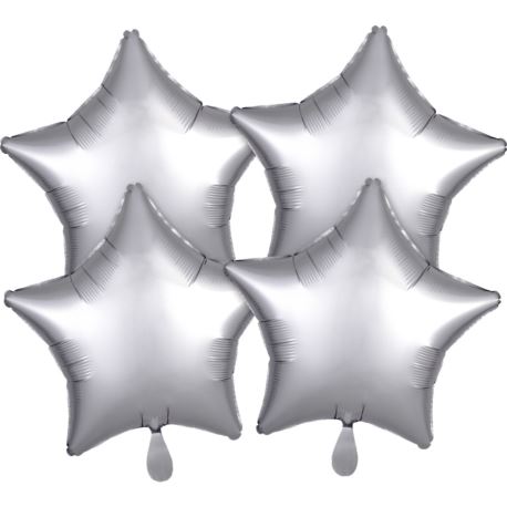 Balony foliowe gwiazdy Satin Luxe Platinum 4szt.