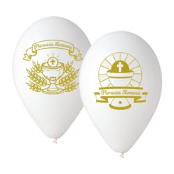 balony, balony na hel, dekoracje balonowe, balony Łódź, balony z nadrukiem, Balony Premium "Pierwsza Komunia", 5 szt.