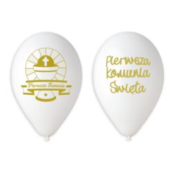 balony, balony na hel, dekoracje balonowe, balony Łódź, balony z nadrukiem, Balony Premium Poierwsza Komunia (z napisami)