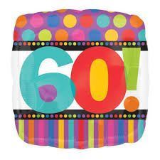 Balon Happy Birthday "60" kwadrat